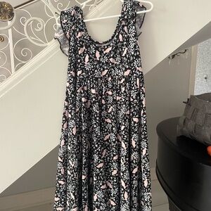 Dot Dot Smile Black and White Sleeveless Sundress with rabbit pattern.